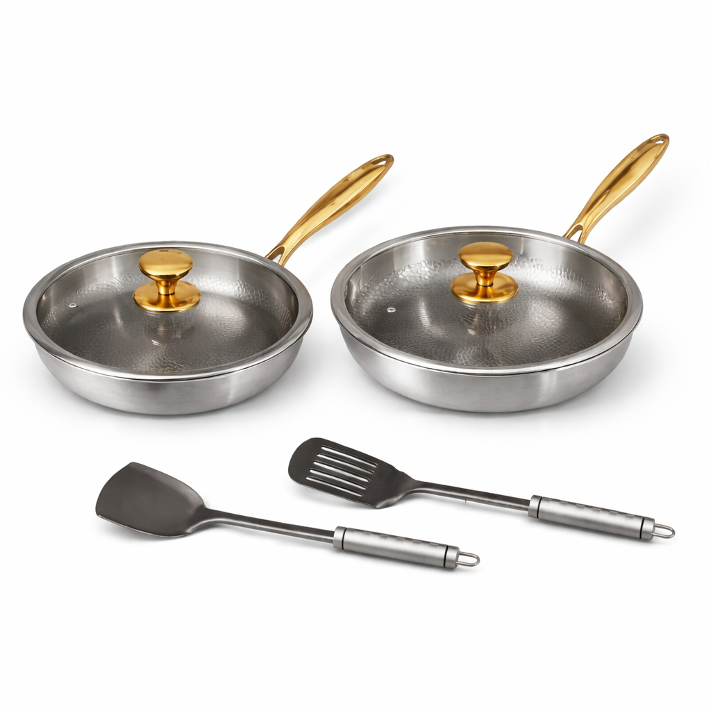 Set Duo Quotidien de Poêles en Titane Pur (6 pièces)