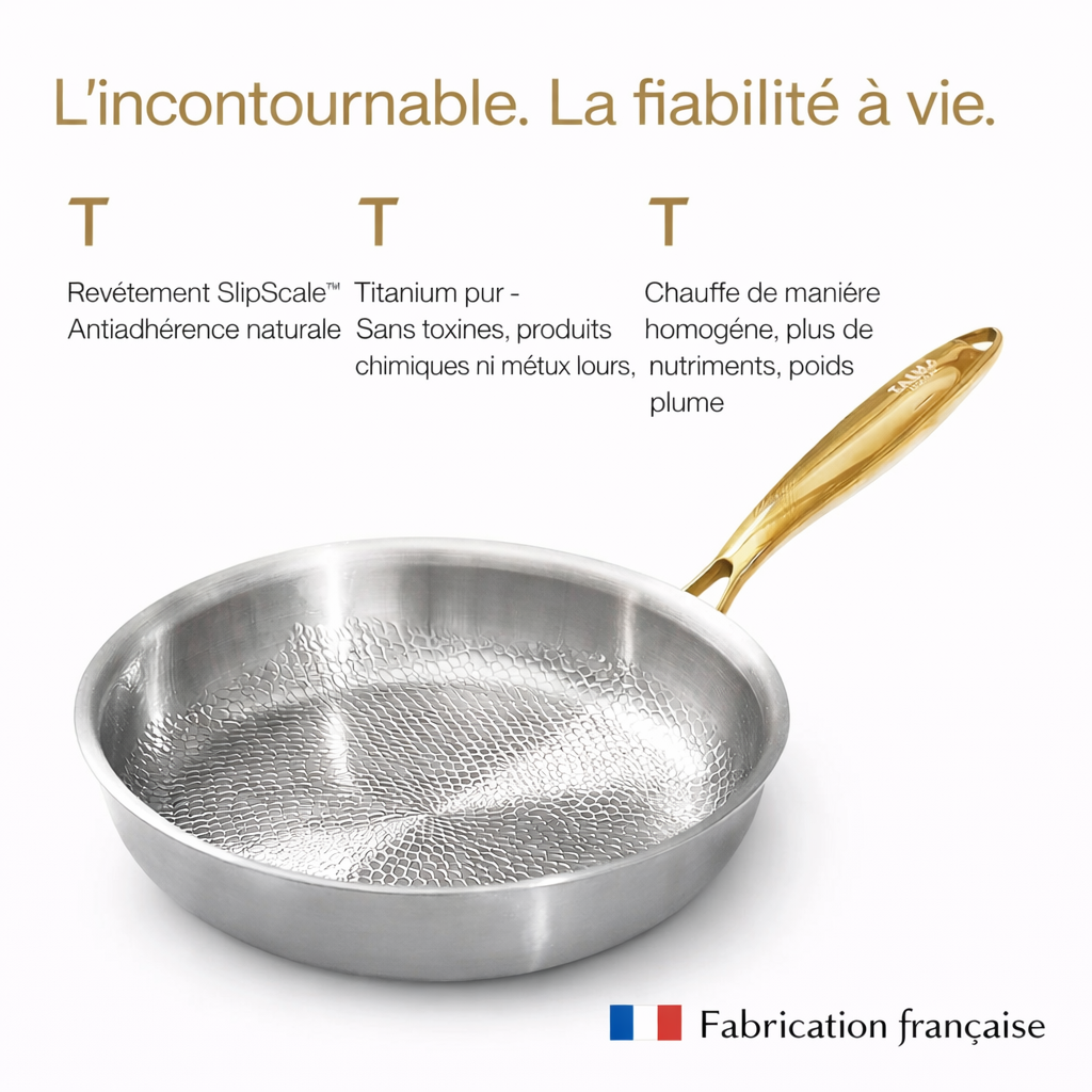 Set Duo Quotidien de Poêles en Titane Pur (6 pièces)