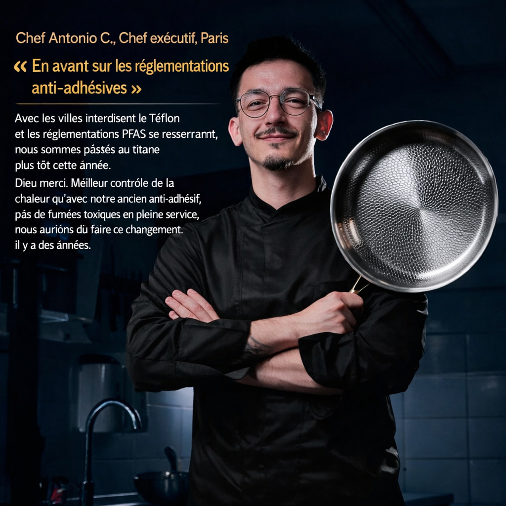 Batterie de cuisine classique complète en titane (14 pièces)