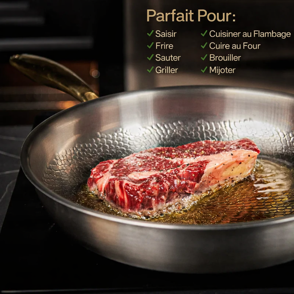 Batterie de cuisine classique complète en titane (14 pièces)