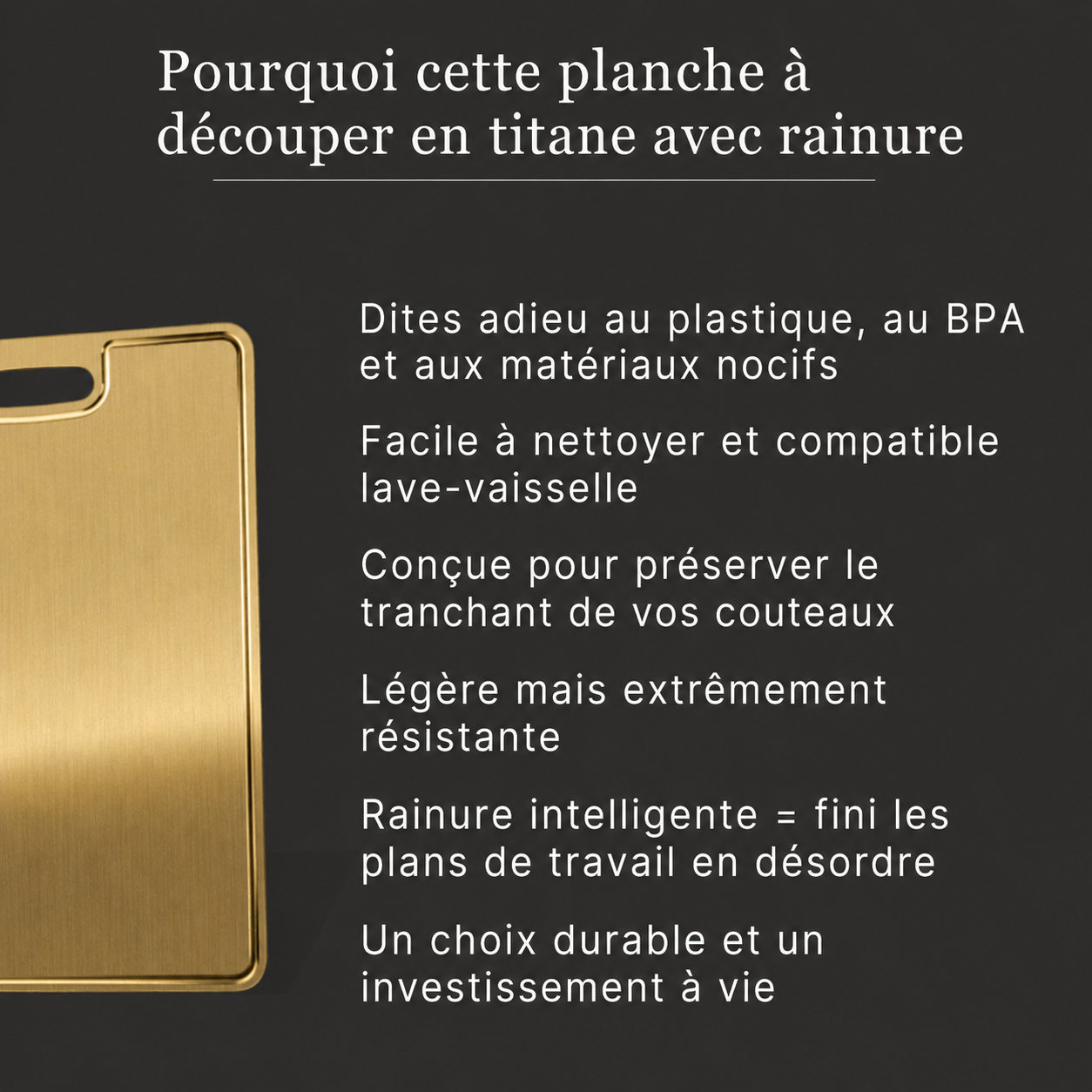 Planche en Titane Pur — Édition Or