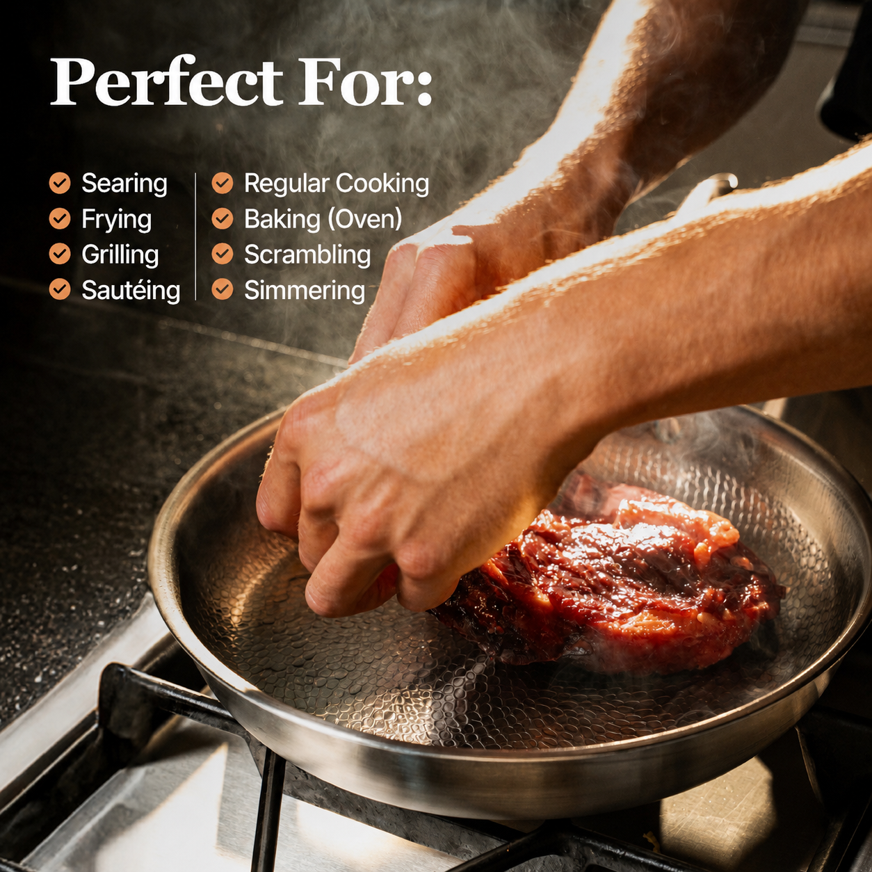 Titanium Hammered Pan Pro & Utensil Set