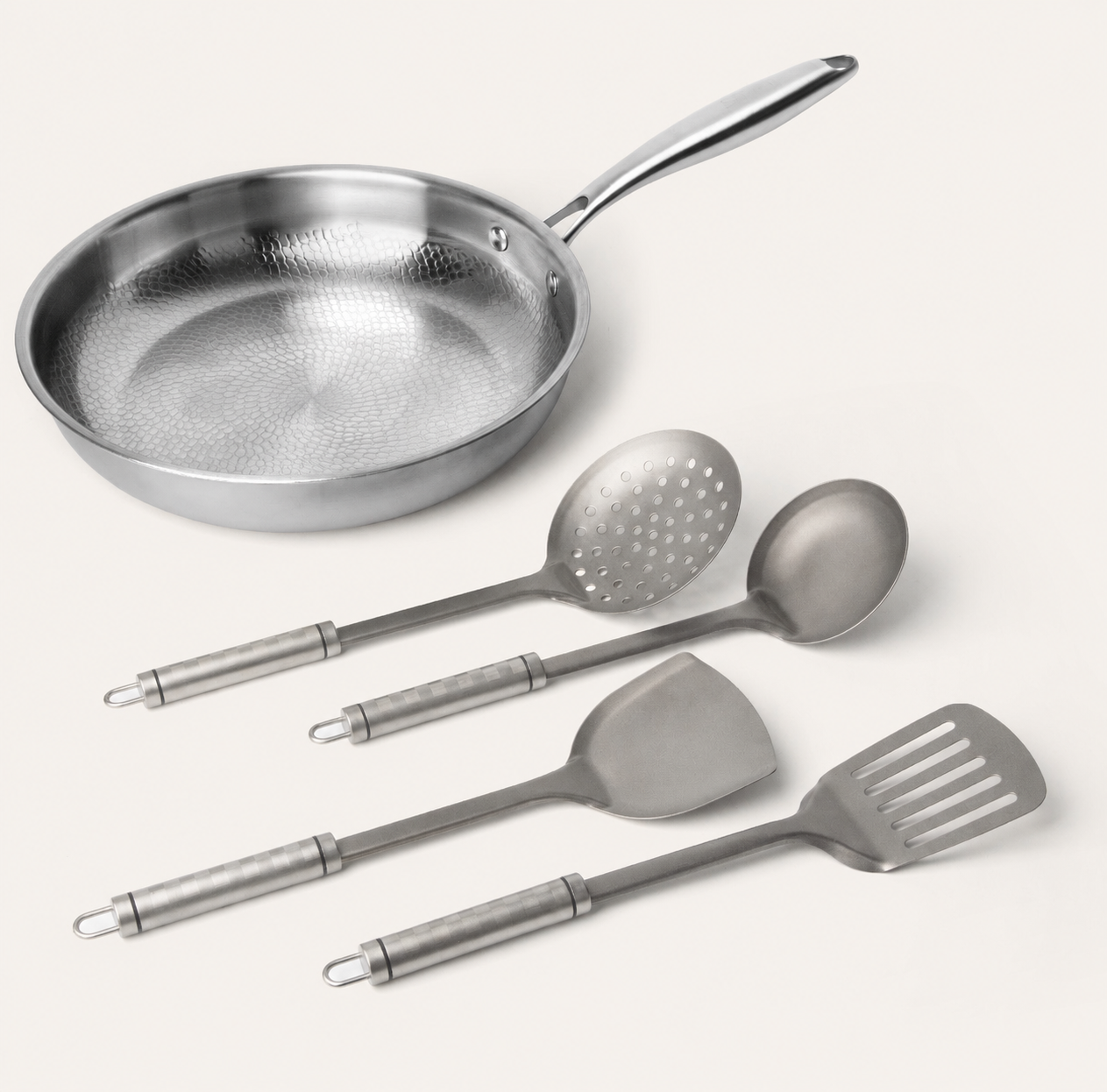 Titanium Hammered Pan Pro & Utensil Set