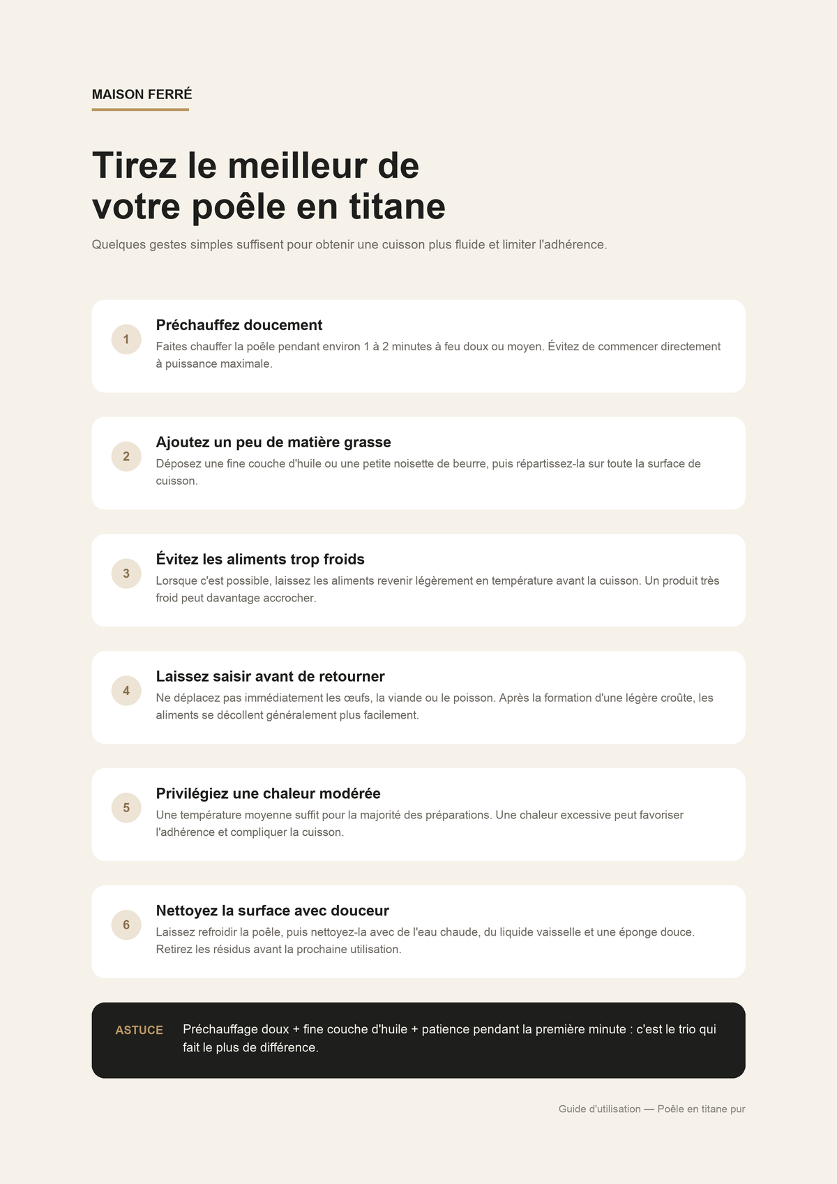 Guide d’utilisation et d’entretien de la poêle Maison Ferré