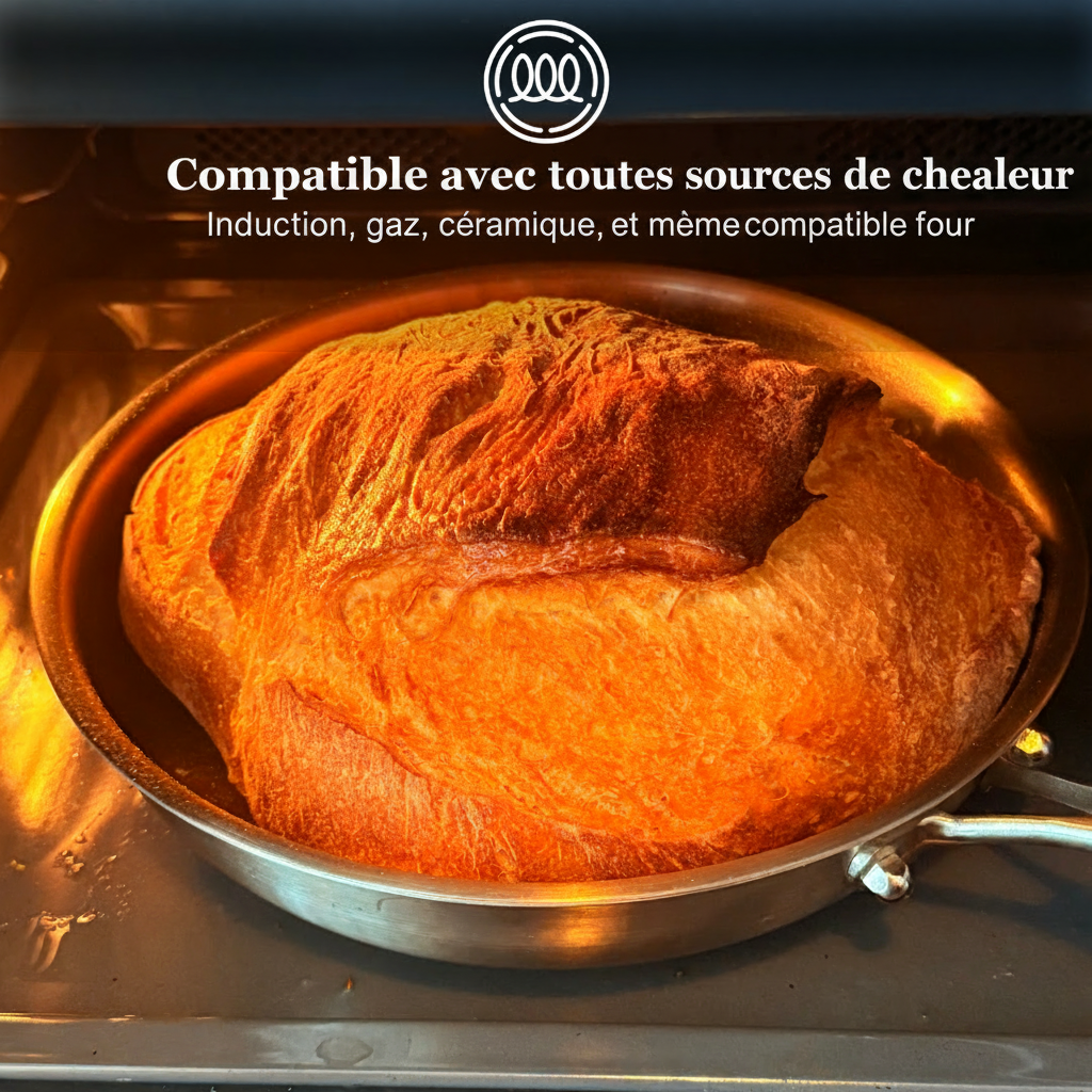 Poêle martelée en titane Pro + Ensemble d’ustensiles