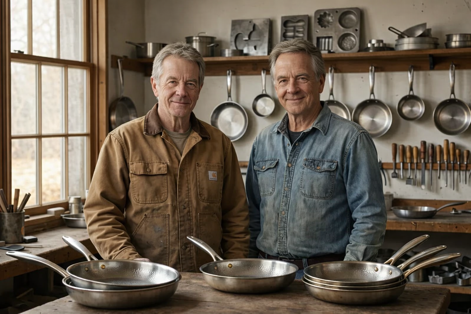 Paul (links) und Marc (rechts) in ihrem Atelier, fotografiert vor etwa 15 Jahren.