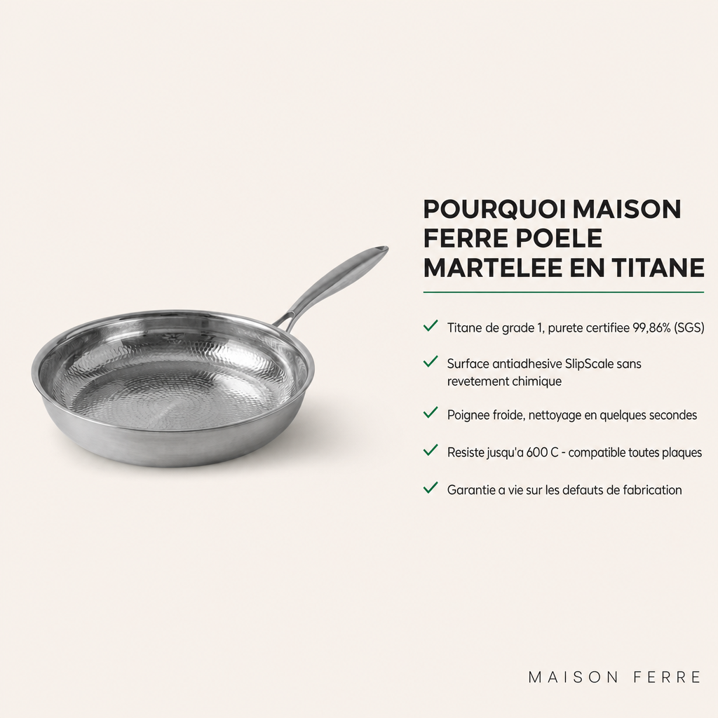 Poêle martelée en titane