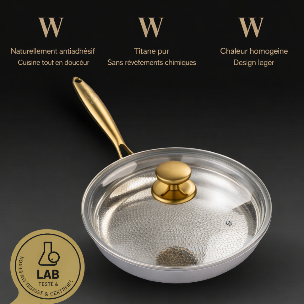 Batterie de cuisine classique complète en titane (14 pièces)